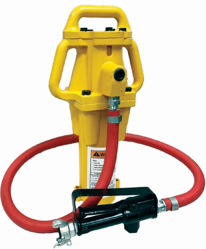 Airrex AD-55 post driver with its red whip hose and throttle assembly