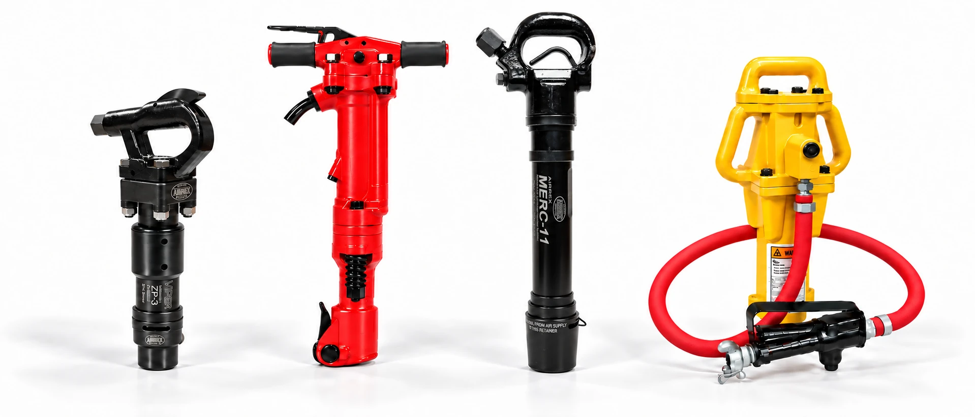 Airrex Viper ZP, Titan T90, Merc-11 and AD-55 pneumatic tools in a studio product lineup